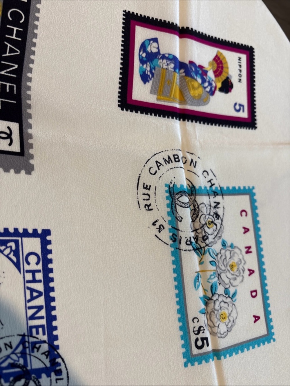 Chanel Scarf Stamps 100% Silk made in Italy - Picture 5 of 10